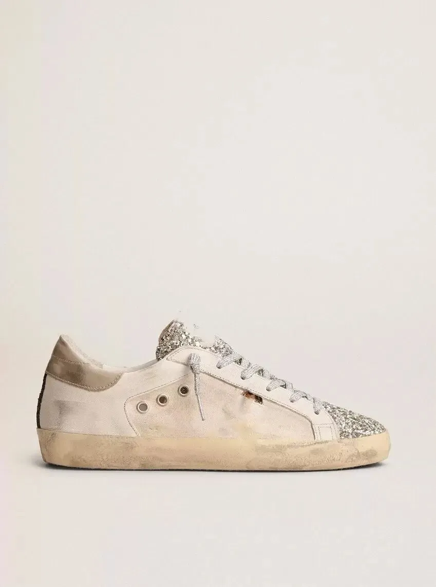 2023 Casual Shoe Designer Luxury Premium Edition Super-Star Sneaker Vintage Italian Handcrafted with Platinum Glitter Tongue and Leopard Print Pony Leather Star