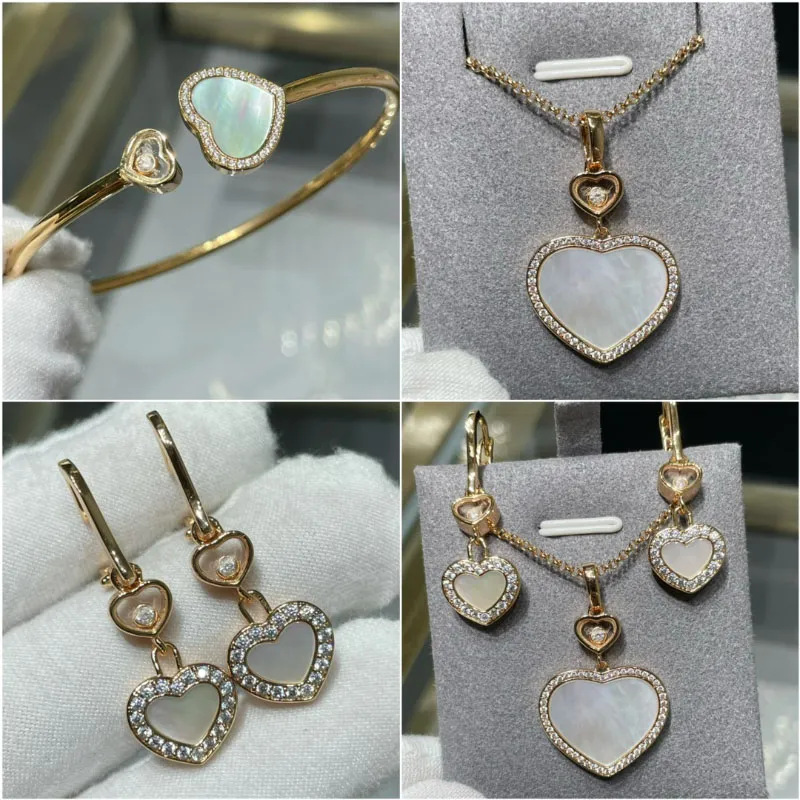Dupe marque top qualité 925 en argent sterling narual pierre coeur pendentif collier boucles d'oreilles ensemble de bijoux à la mode pour les femmes