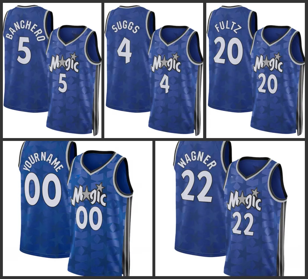 Orlando''Magic''men Jalen Suggs Paolo Banchero Franz Wagner Markelle Fultz Custom 2023-24 City''blue''ed​​ition Jersey