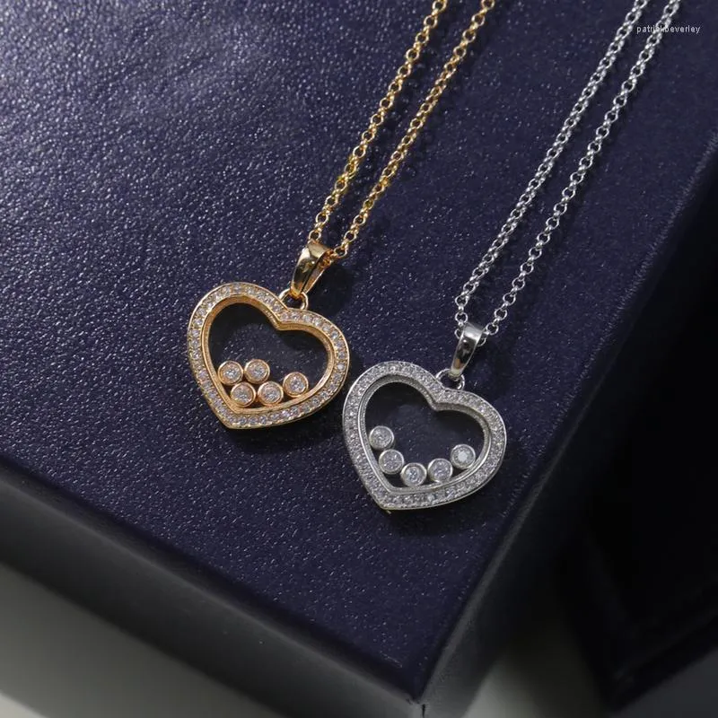 Chaînes marque doux luxe bijoux dames verre clair amour pendentif exquis brillant collier fête accessoire cadeau d'anniversaire