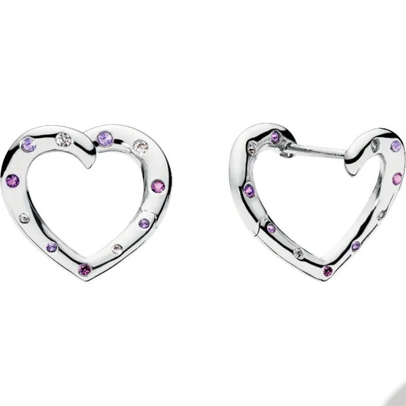 Autentisk Sterling Silver Love Heart Hoop örhängen för Pandora CZ Diamond Wedding Designer Earring Set Smycken för kvinnor Flickvän Gåva örhängen med originallåda