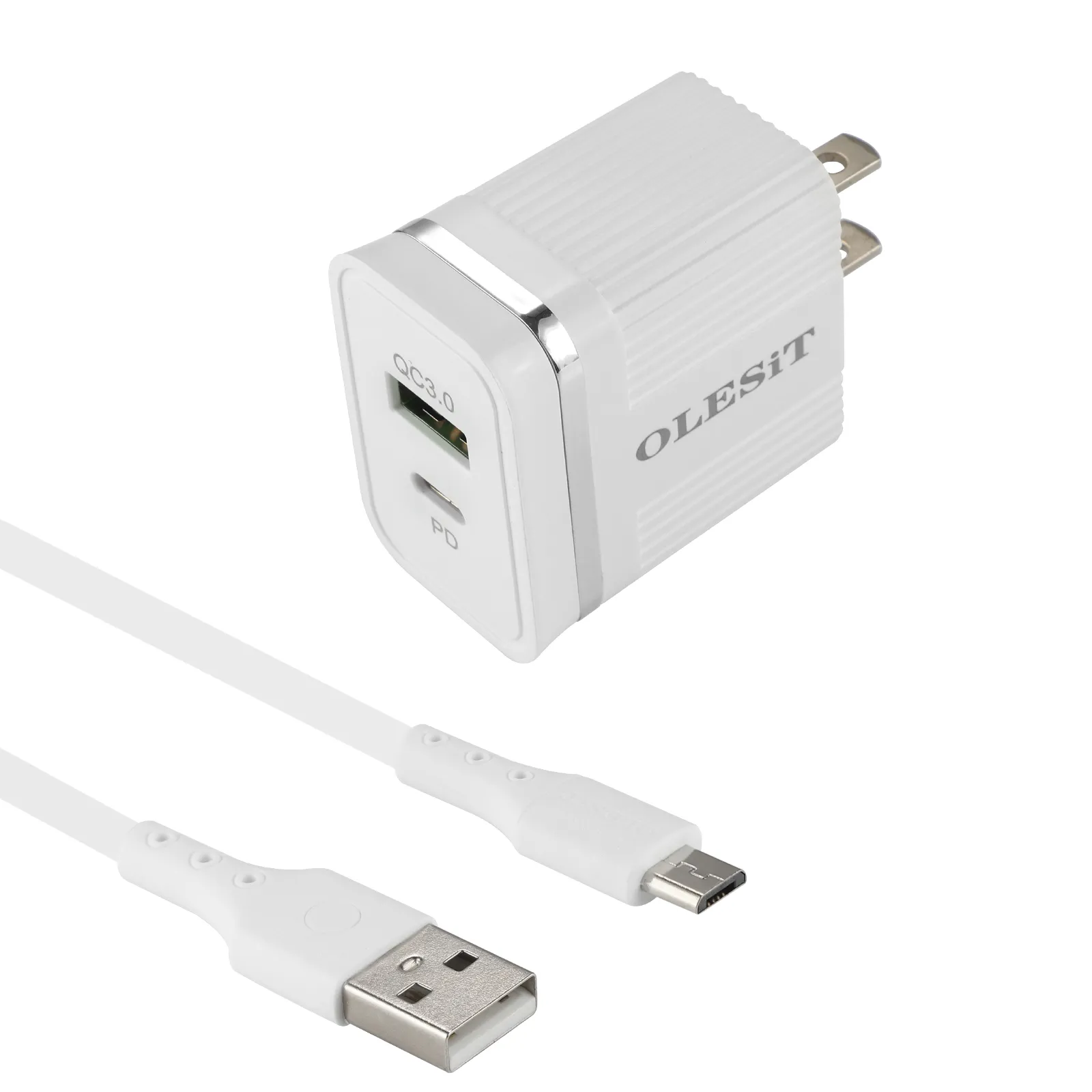 OLESiT Quick Charge Wall Charger Adapter Fast Charger Type C PD 20W Us Plug data cable combination