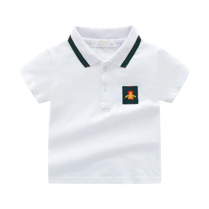 Sommar baby pojkar polo skjortor mode barn kort ärm t shirt pojke toppar vänd krage barn kläder 2-6 år