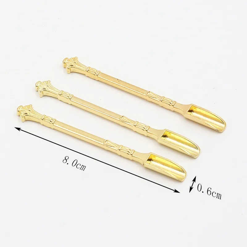 Goud koper Zilver kleur wax Accessoires schep Dab Dabber Tool 80mm droog kruid Roken Gereedschap voor olieplatforms Hand Glazen Pijpen Waterpijpen Waterpijp