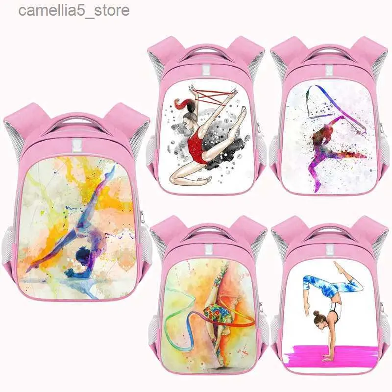 Backpacks 13/16 Inch Gymnastics Art Backpack Children School Bags for Teenager Girls Daypack Women Rucksack Gymnast Student Book Bag Q231108