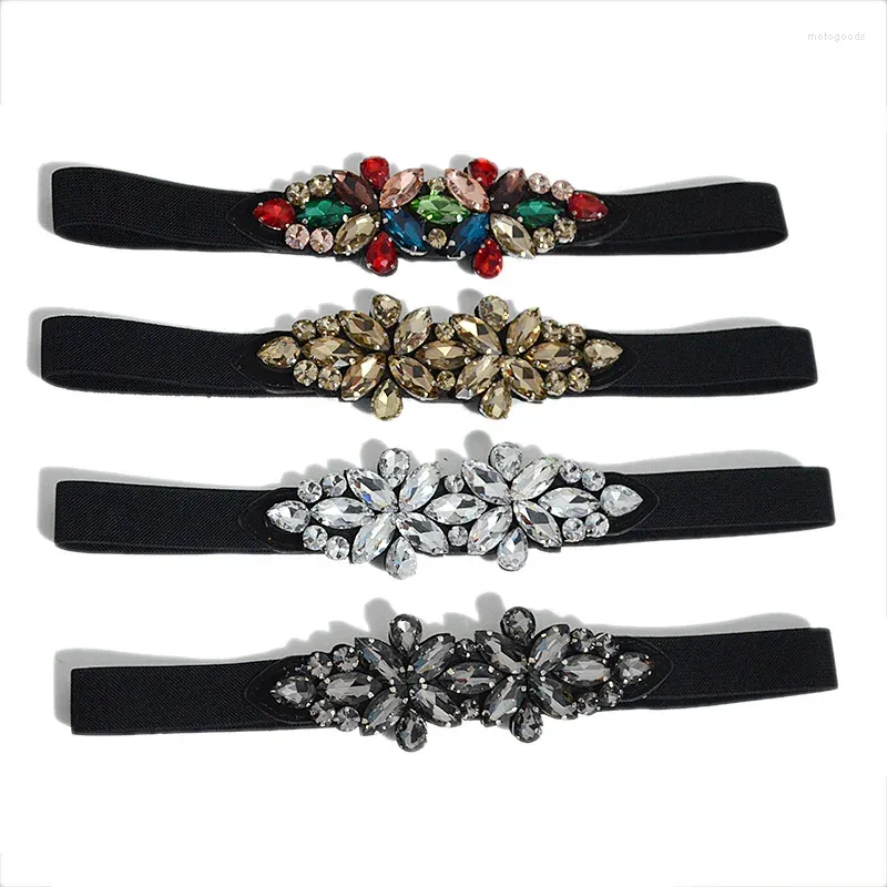 Belts Women's Waistbands Fashionable Elastic Rhinestones Inlaid Decorative Crystals Small Waistband Paired Dress Belt