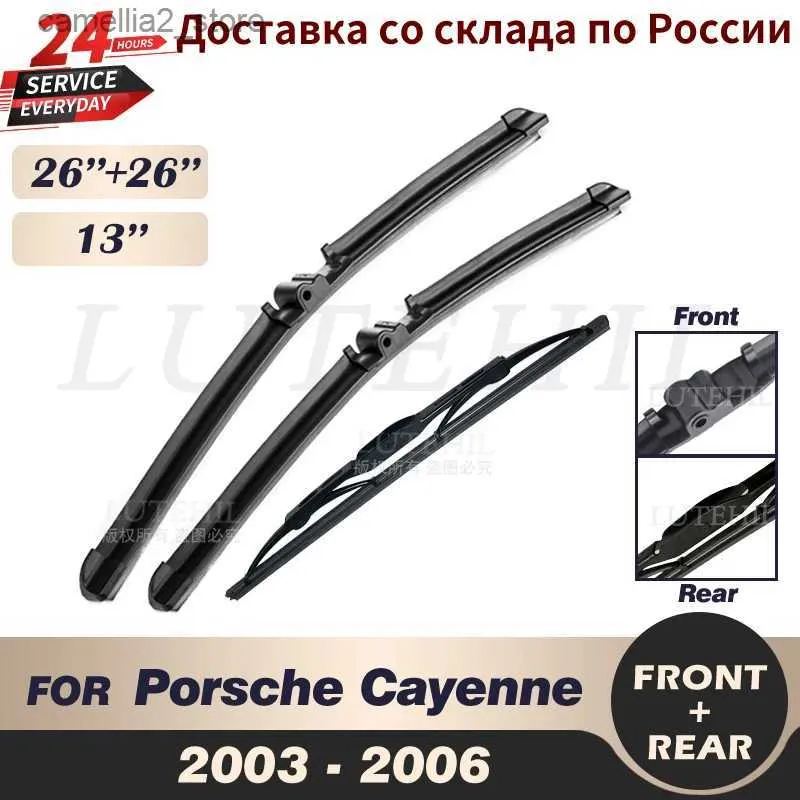 Limpador de para-brisa dianteiro e traseiro, conjunto de lâminas de limpador para porsche cayenne 2003 2004 2005 2006, 26 "26" 14 "q231107