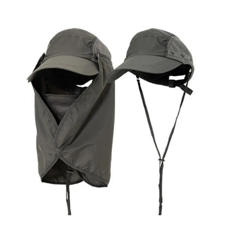 Berets Vollgesichts-Sonnenschutzhut mit abnehmbarem Nacken- und Mundschutz Outdoor UV-beständiges Netz Atmungsaktive Angelkappe für UnisexBerets