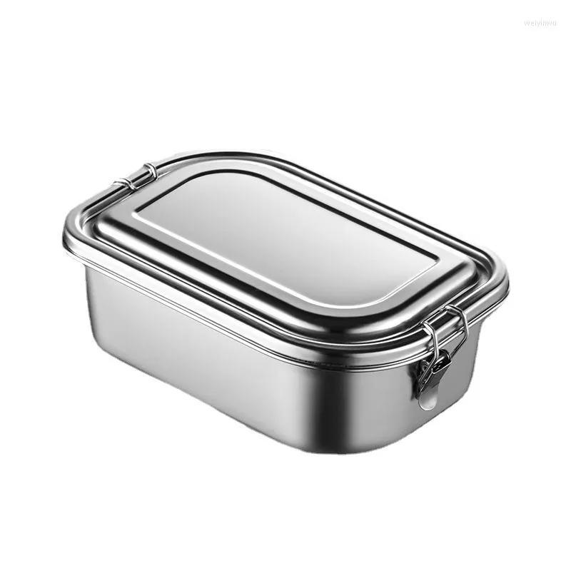 Ensembles de vaisselle 304 Conteneur de déjeuner à boîte à bento en acier inoxydable pour sandwich et deux côtés 1600 ml