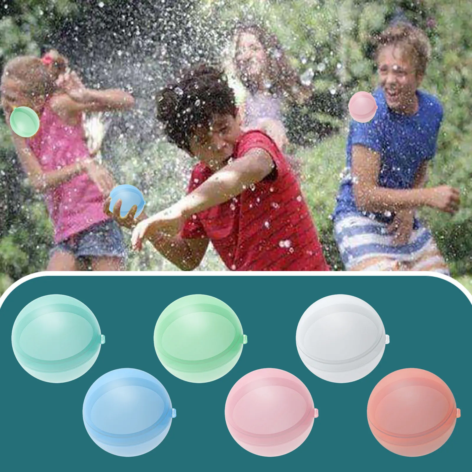 6 couleurs ballons d'eau réutilisables pour enfants, ilicone refillable eau  splash ball jouet d'été jouet d'eau jouet pour piscine, jeu de combat d'eau