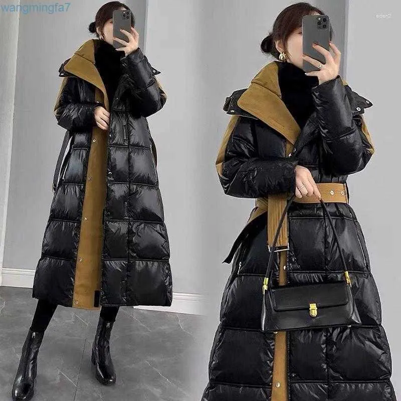 Herren Parkas Damen Trenchcoats 2023 Winter Daunenjacke Frauen High-End Langer Stil Warmer Parka Mantel mit Kapuze Dicke glänzende schwarze Oberbekleidung Kleidung G4GJ