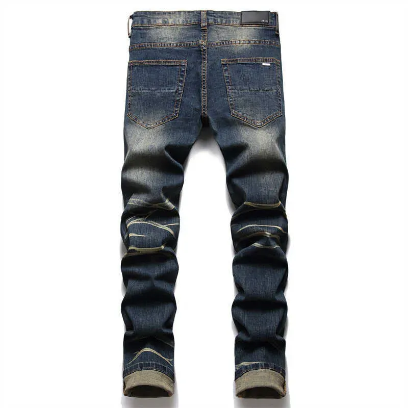 Мужские джинсы дизайнер 2022 летняя улица с печатными хлопковыми брюками Молодежная мода Средняя средняя талия повседневная 3173 8x3g 880360988 Hzoz