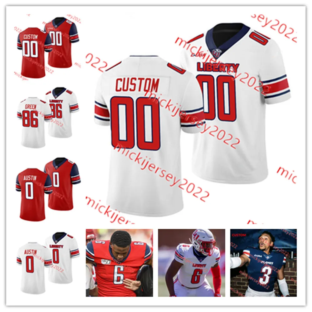 Preston Hodge Liberty voetbalshirt gestikt Ahmad Walker Dennis Osagiede Jaivian Lofton Tyren Dupree Robert Rahimi X'Zauvea Gadlin Liberty Flames truien