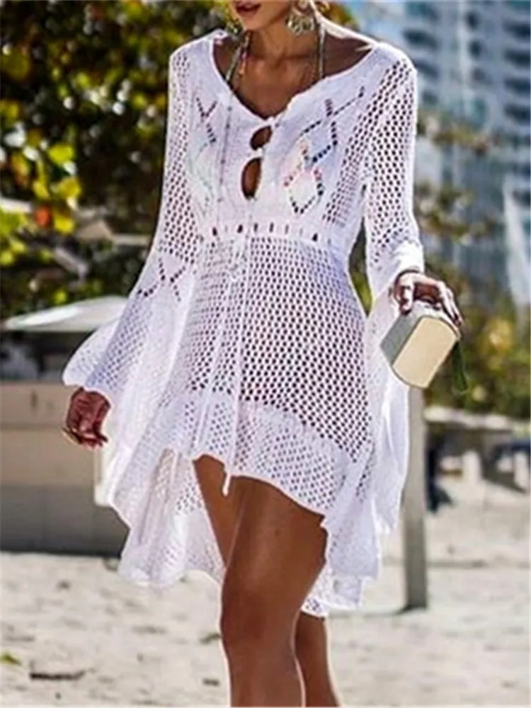 Maillots De Bain Pour Femmes Été Femmes Beachwear Sexy Blanc Crochet  Tunique Robe De Plage Robe Femme Maillot De Bain Cover Up Bikini Cover Up #  Q719 230407 Du 13,76 €