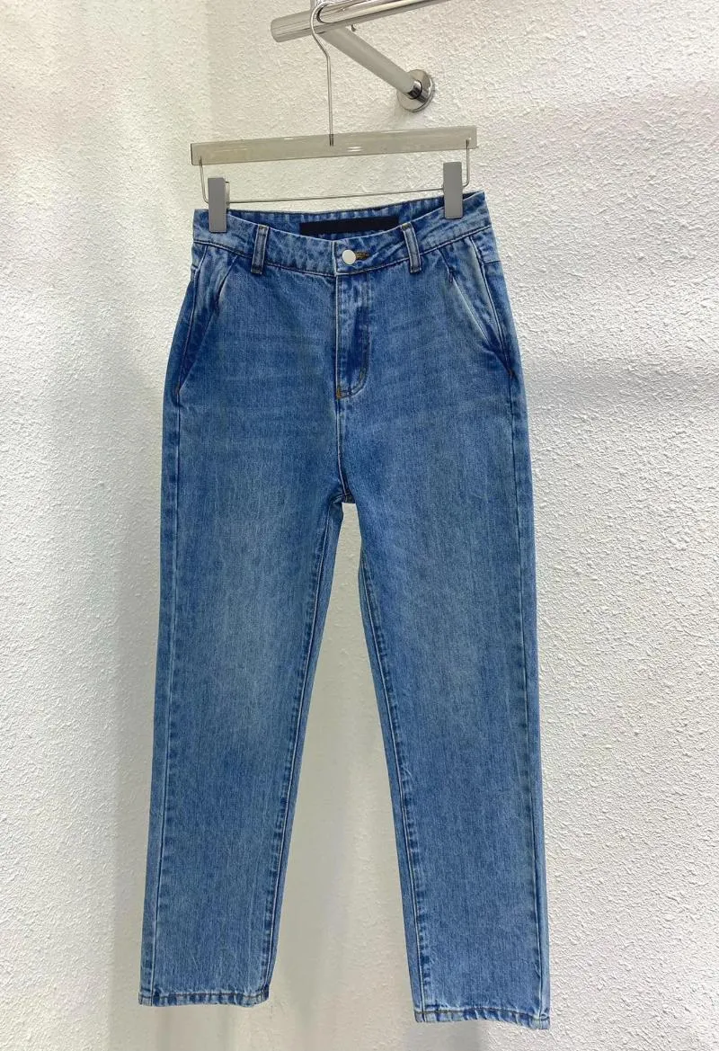 Jeans femininos com zíper invisível, calças jeans com cachimbo de fumaça pequena mostram altura e magreza