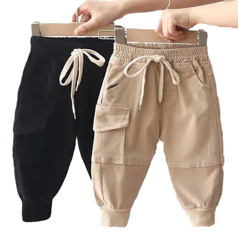 Leggings Tights Cotton Cargo Pants för 2 6 år gamla Solid Boys Casual Sport Enfant Garcon Barn Barnbyxor 230407