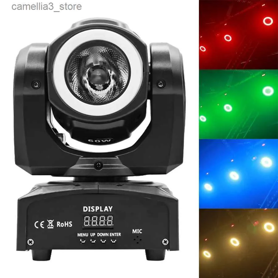 移動ヘッドライトRGBW移動ヘッドビームランプ4 IN1 60W DMX512コントローラーDJランプクリスマスKTVバーディスコプロフェッショナルステージ照明機器Q231107