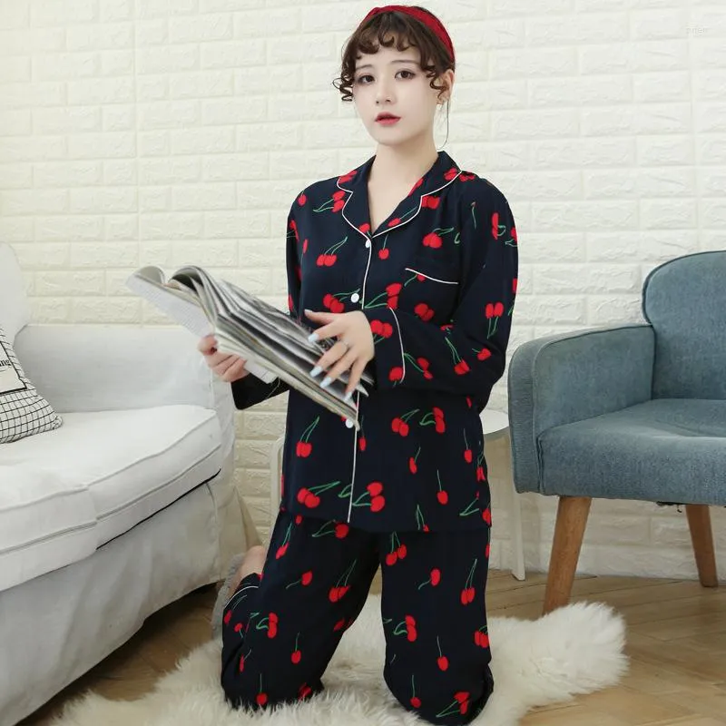 Damen-Nachtwäsche Tulin Fashion Soft Print Pyjama Set Casual Women 2PCS ShirtPants Lounge Viscose Lingerie Loose Home Clothes