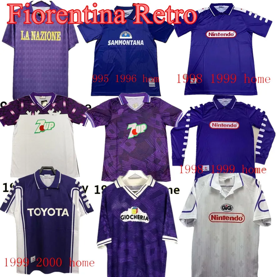 1995 1996 camisetas de futebol clássicas 1989 90 91 92 93 97 98 99 Batistuta r.baggio dunga retro fiorentina camisa de futebol