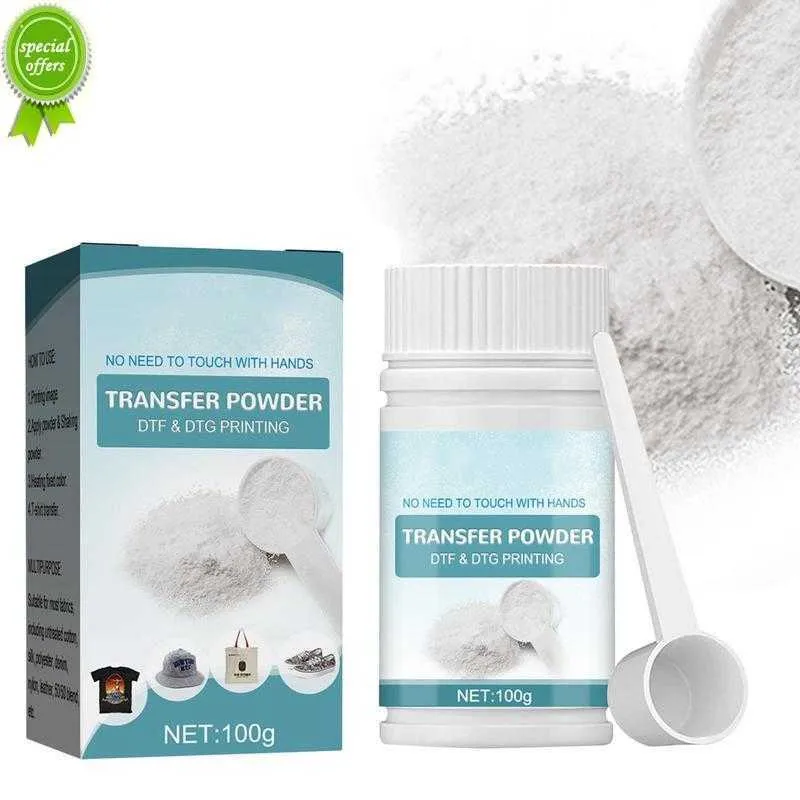 Novo transferência em pó de 100g/3,5 onças de fino fino adesivo em pó DTF DTF Hot Melt Adhesive Powder para todos os jeans de camiseta de tecido algodão