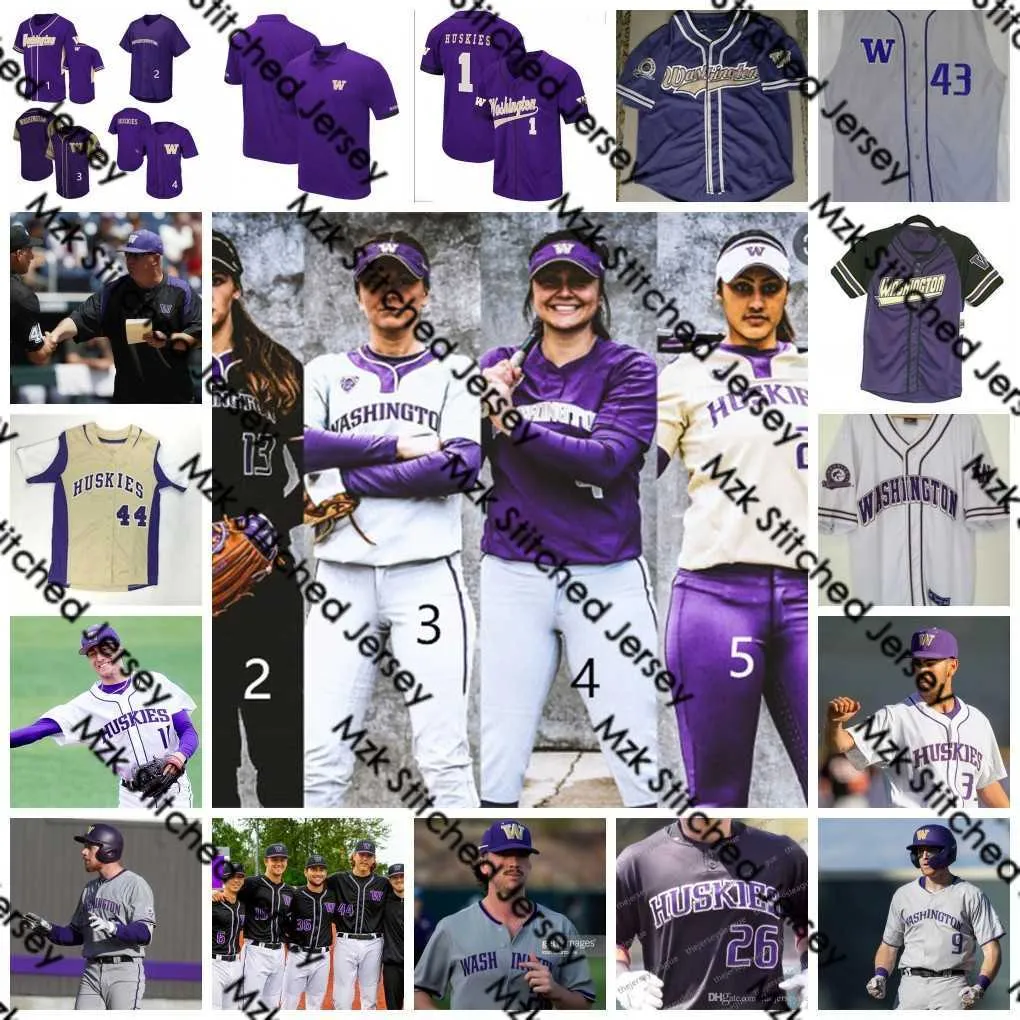 Maillot de baseball cousu NCAA Washington Huskies 2022 Maillots Tim Lincecum 3 Chris Magruder 3 Dode Brinker 24 Mike Blowers 43 Jack Bunnell 27 Maillots Gianluca Shinn