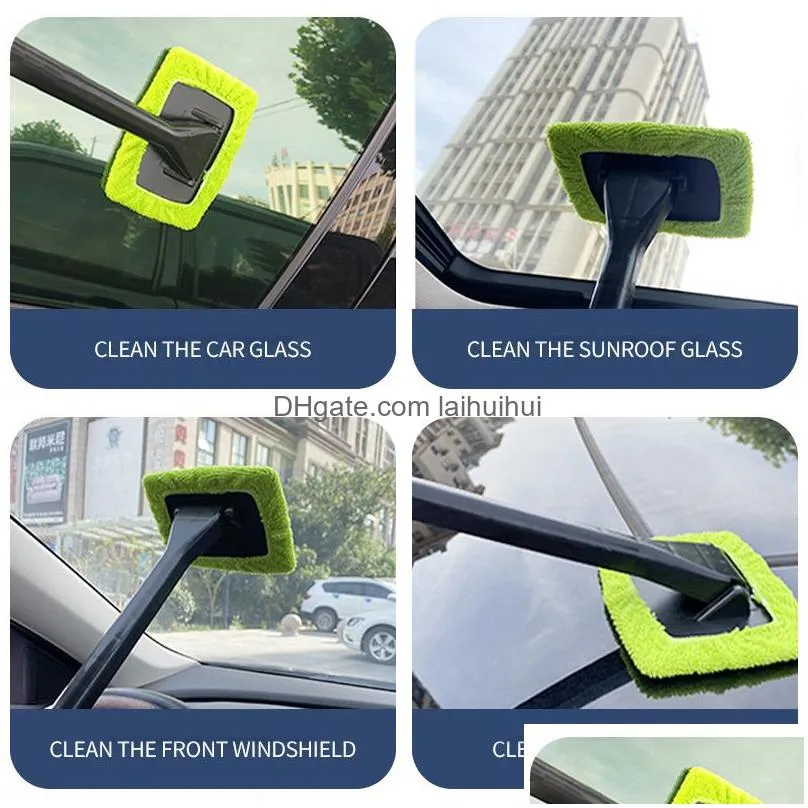Car Window Windshield Cleaning Wash Tool Cleaner Brush Kit Auto Inside  Interior Glass Wiper with Long Handle Car Accessories