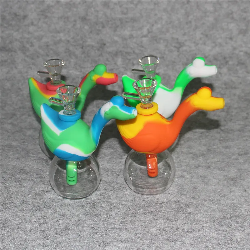 Silicone Bong Water Water Pipe de narguilé Verre Bangs d'huile Gireaux d'huile Silicone Recycleur Oil pour les tuyaux