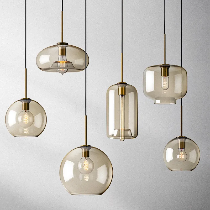 Nordique moderne suspendu loft verre lustre pendentif lumière décor industriel luminaires E27/E26 pour cuisine Restaurant lampe