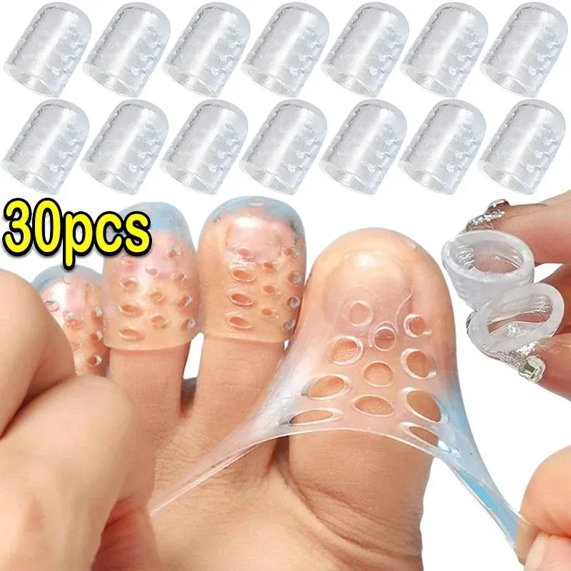 Kvinnors strumpor 30st Transparent Silicone Toe Caps Anti-friction Breatabla Protector förhindrar blåsor täcker skyddare fotvård