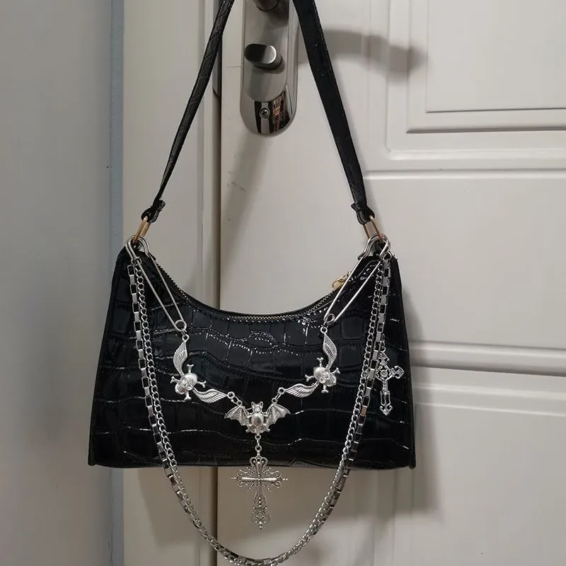 HAEX Y2K Harajuku Gothic Skull Chain Jeanne Lottie Evening Bag 