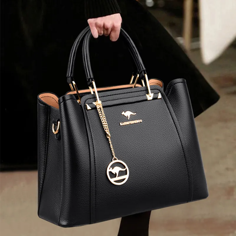 Luxury Designer Soft Leather Large Black Evening Bag For Women 3