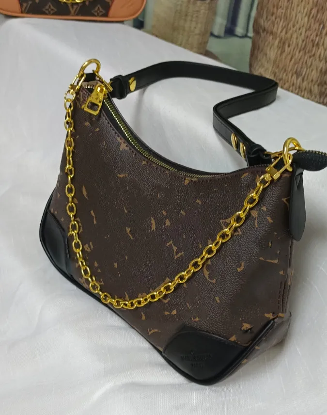 Sac à bandoulière en cuir pour femmes presbytes, Croissant mi-ancien, classique, à bandoulière, avec chaîne, couleurs assorties