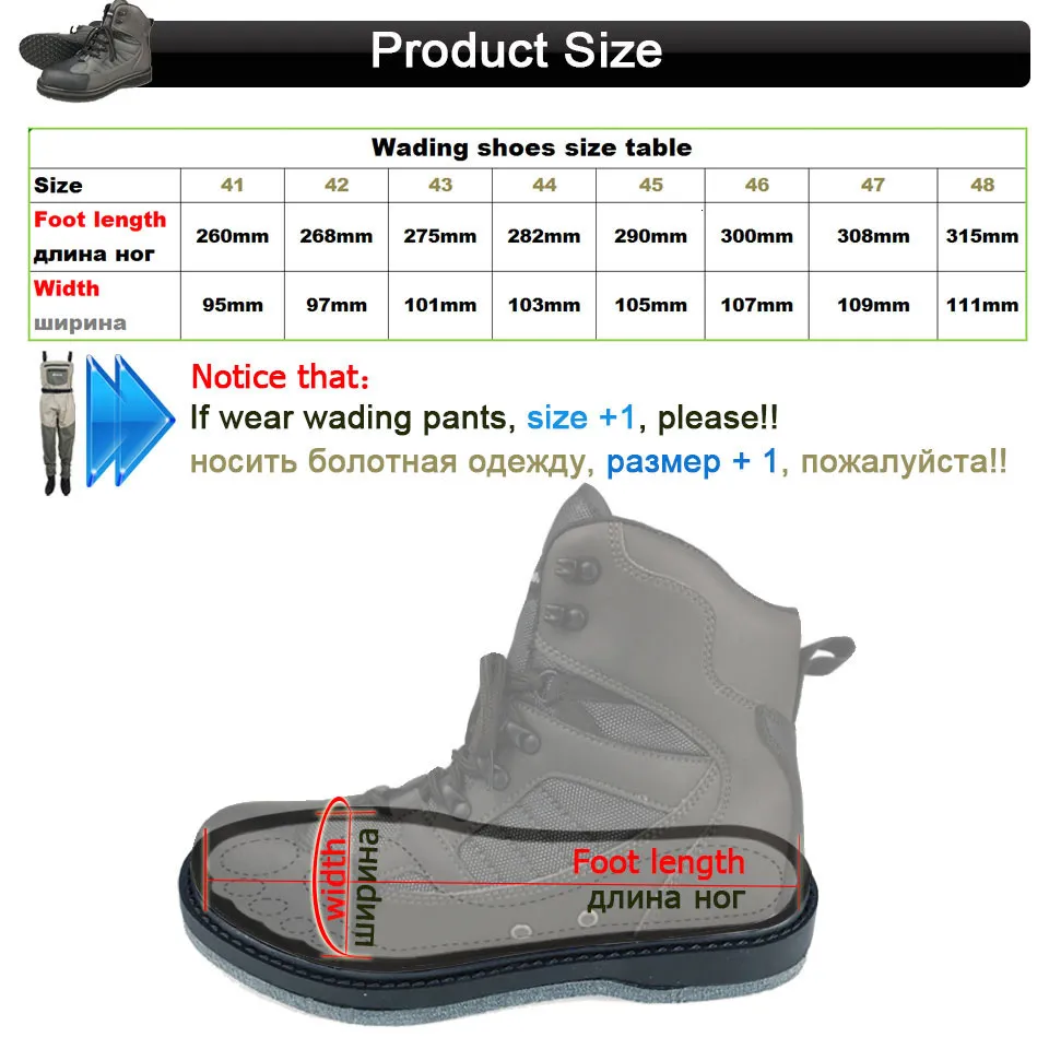 Men's Fishing Wading Boots Anti-slip Fly Fishing Waders Rubber Sole Boot  Outdoor Breathable Upstream Shoes