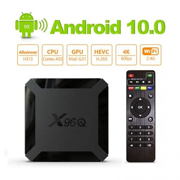 보이어 안드로이드 TV 박스 X96Q TV 스탠드 박스 2GB 16GB 안드로이드 10.0 스마트 TV 안드로이드 박스 용 1 년 QHDS 코드 미디어 플레이어