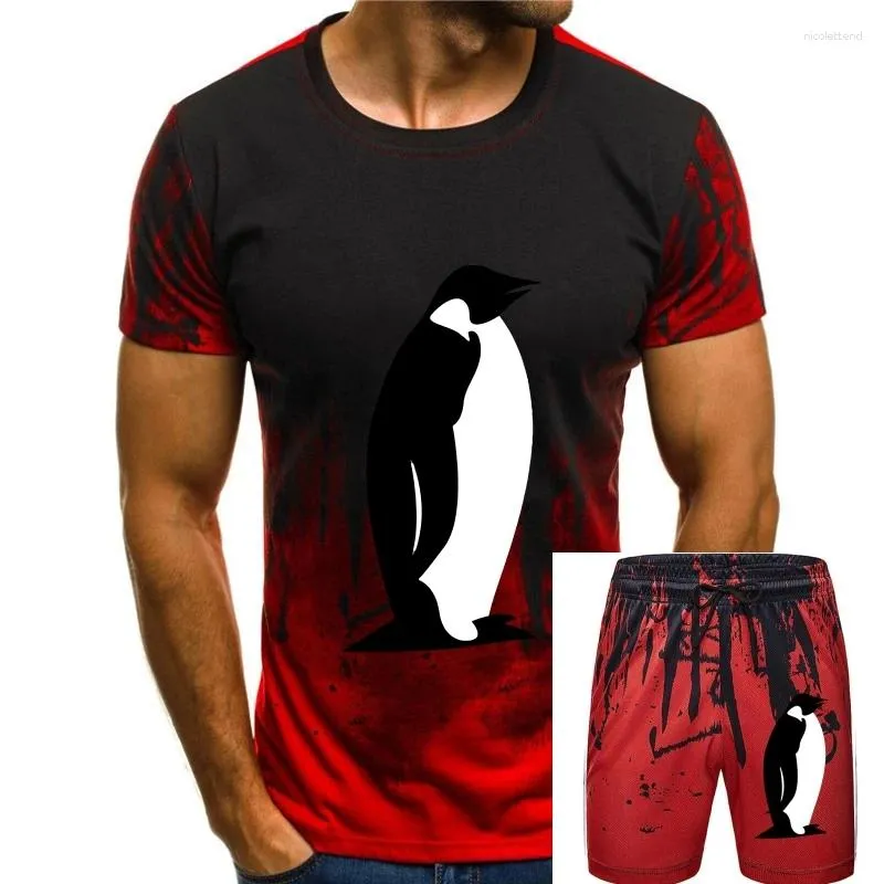 Мужские спортивные костюмы, трикотажная футболка, S-XXXL, свободная базовая одежда с буквами Пингвин, весенне-осенний топ в стиле хип-хоп, мужская футболка