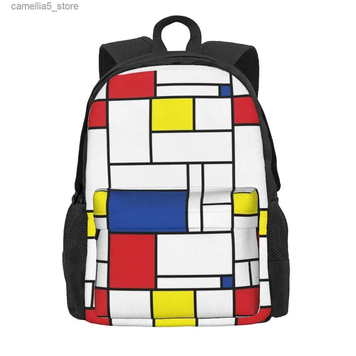 Mochilas Mondrian Scribbles Minimalista De Stijl Mochilas Meninos Meninas Bookbag Crianças Sacos Escolares Dos Desenhos Animados Mochila Laptop Mochila Saco Q231108