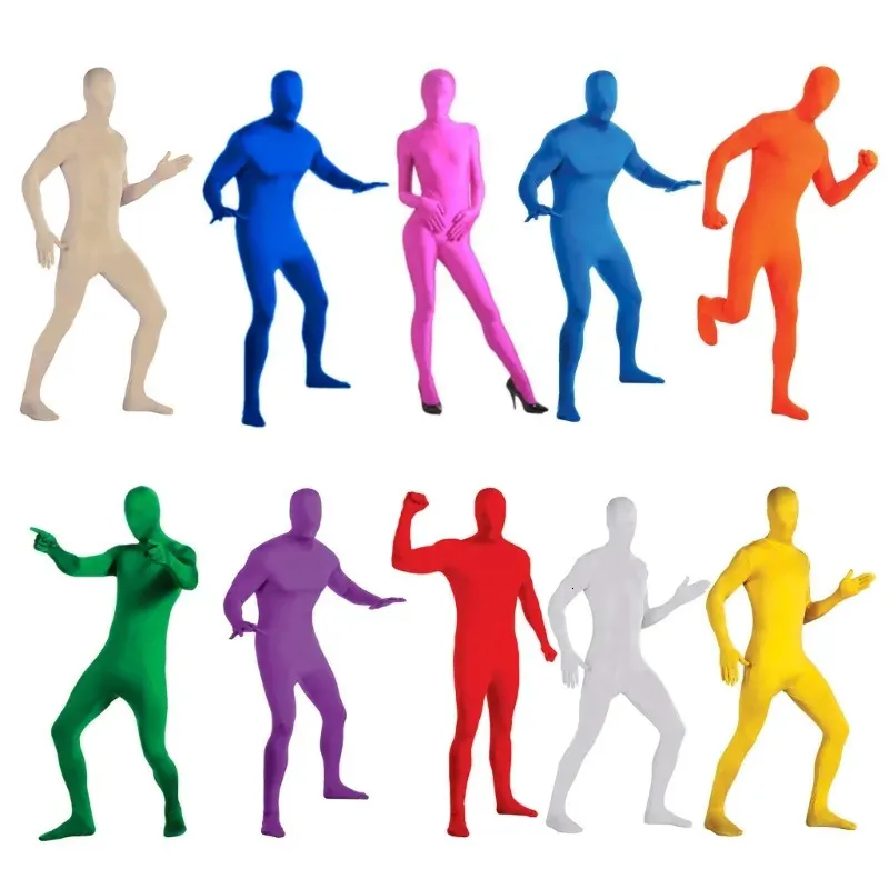 Tema Traje Completo Macacão Spandex Stretch Adulto Chromakey Tughts Desaparecendo Homens Unisex Corpo Terno para Halloween Cosplay 231107