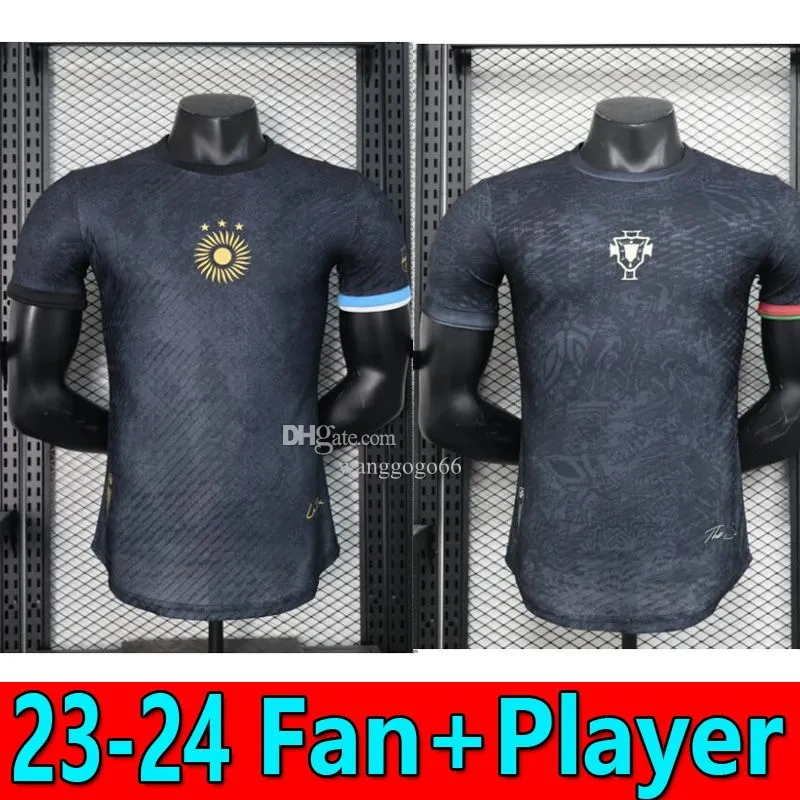 2023 2024 Argentina Portugal The Siu La Pulga Jersey Special Messise Ronaldoes Black Men Shirt Uniforms