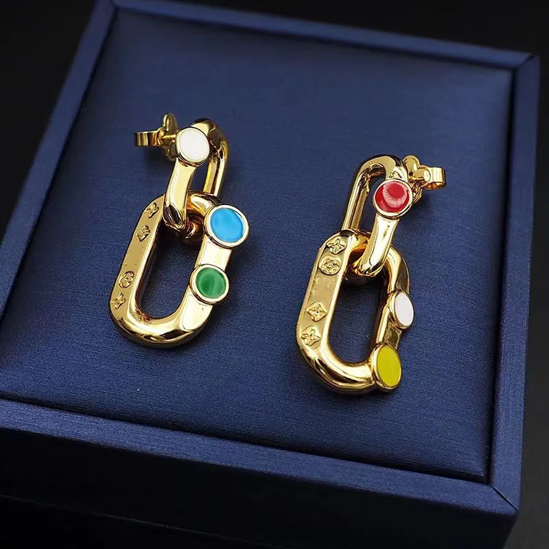 2024 Boucles d'oreilles de luxe de marque V pour femmes, boucles d'oreilles géométriques en or 18 carats, bijoux