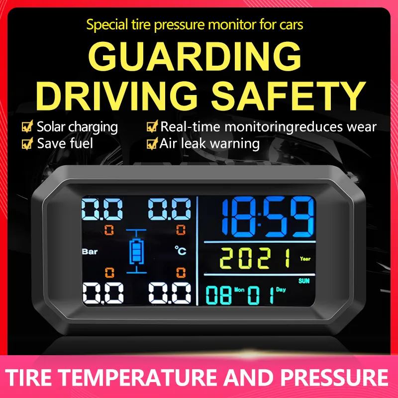車TPMSソーラーパワーTPMSカータイヤ圧力アラームモニターオートセキュリティシステムタイヤ圧力警告新しい