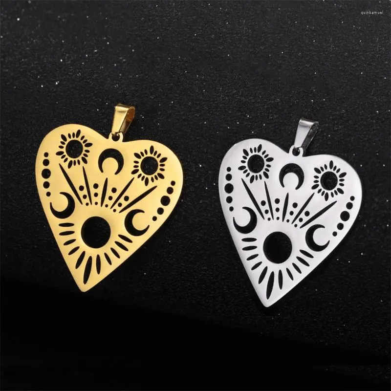 Takılar 5pcs/Lot Toptan Aşk Kalpleri Growants Hollowed Moon Stars Charm Paslanmaz Çelik Diy Yapan Kadın Kolye Aksesuarları