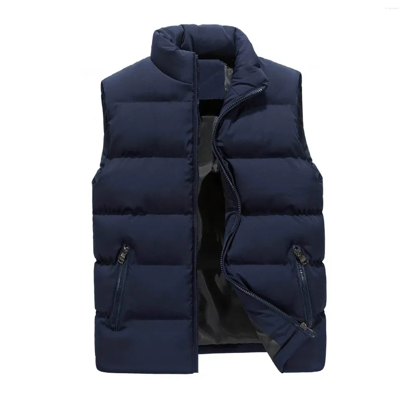 Men's Vests Autumn And Winter Solid Color Down Cotton Zipper Vest Fashionable Casual Comfortable Lightweight Chaleco Hombre