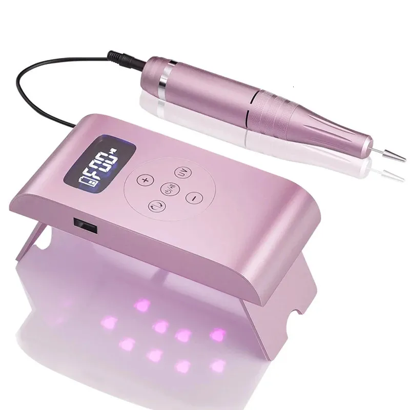 Nail Manicure Set Hot Selling 2-in-1 Nail Drill 2019 med UV Light Portable E-File Robust 35000 RPM Electric uppladdningsbar nagelmaskin 231107