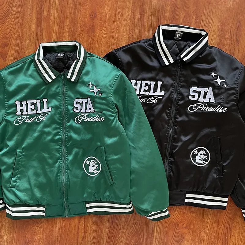 Designer Mens jackets Womens windbreaker varsity jackets Vintage Loose Long  Baseball Hip Hop Harajuku Hellstar Letter embroidery Streetwear women