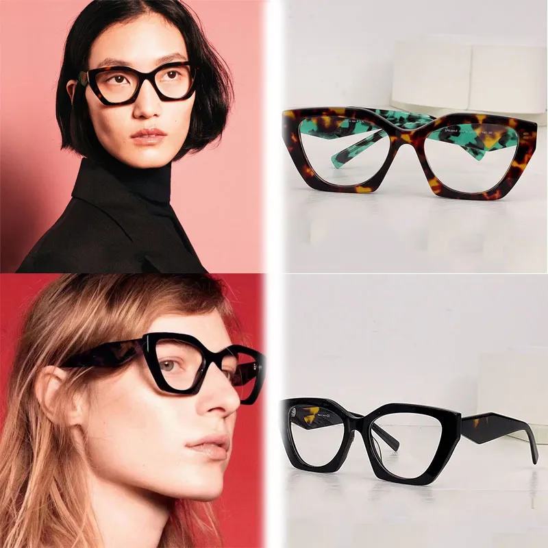 Gafas de diseñador Tablero Gafas ópticas rectangulares Moda Mujer SPR09Y-F Patrón clásico versátil Color a juego Marco Punto Protección para los ojos