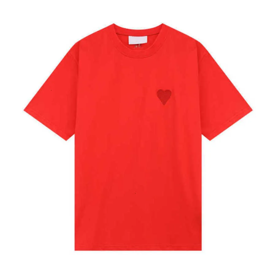 Amishirt Дизайнерская мужская женская Франция Роскошная футболка Мода с узором в виде сердца Повседневная футболка высшего качества Футболки Мужская одежда с коротким рукавом Amisweater