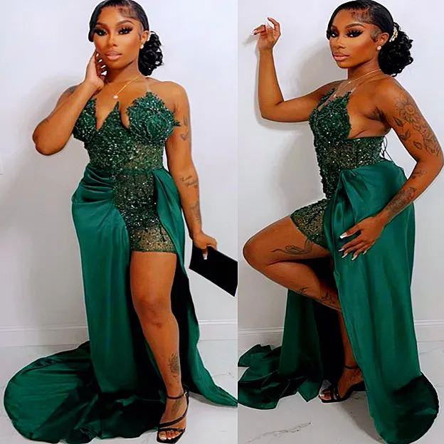 Gold Sparkle Crystals Sequins Beading Evening Dresses Arabic Aso Ebi Unique One Shoulder With Wrap Prom Party Gowns       fg4157 main image 0