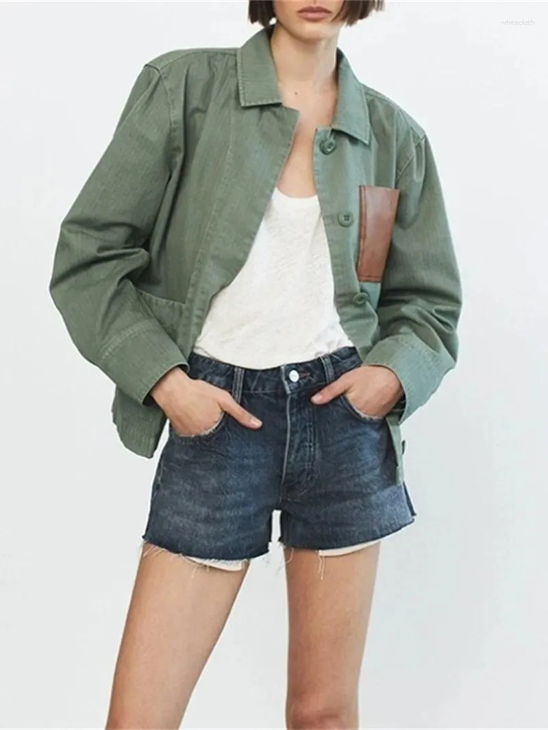 Retro Green Patchwork Suzanne Grae Jackets With Single Breasted