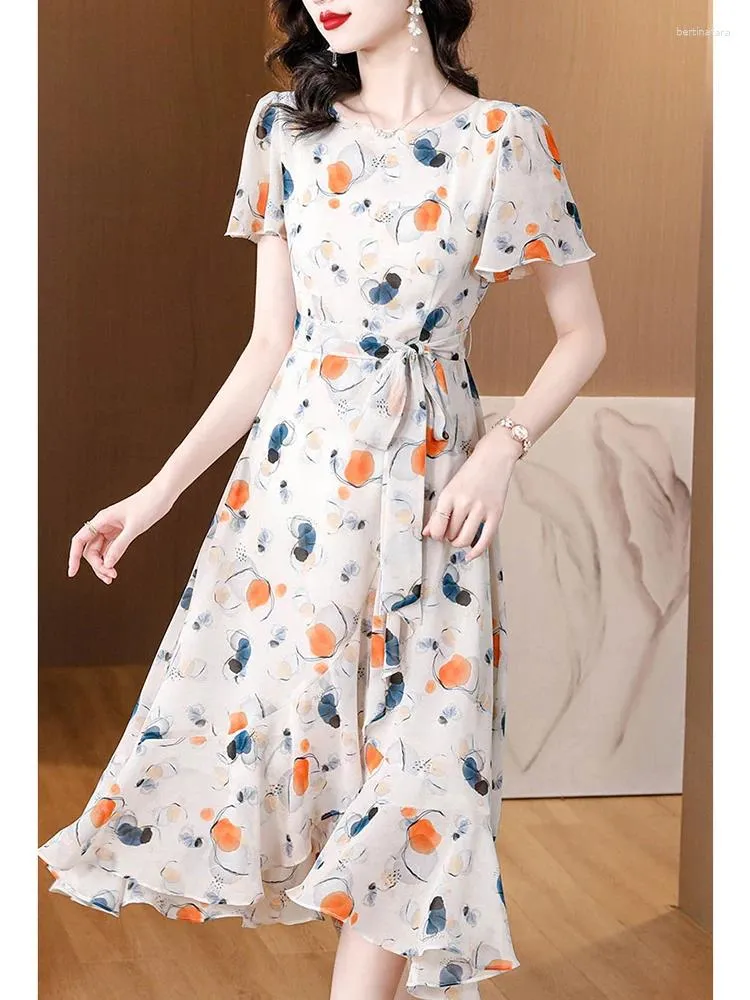 Party Dresses Summer Floral Chiffon Chic Ruffled Casual Beach Dress For Women Korean Elegant Luxury Prom Clothes 2023 Fashion Bodycon