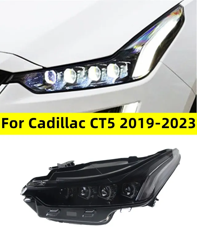 For Cadillac CT5 20 19-2023 Headlamp Assembly Modified With LED Crystal Lens Running Horse Daytime Running Light